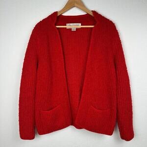 Sideffects Women Sweater Medium Red Open Front Cardigan knit‎
